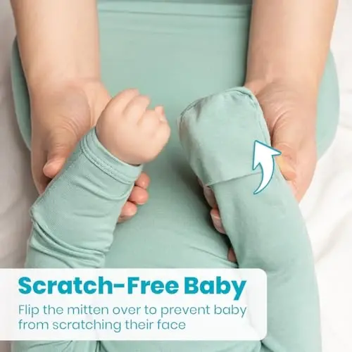 Knotted Gown Baby Newborn Hospital Outfit, Modal Infant Sleeper Gowns with Mittens, Bow and Hat Set, Nightgowns 0-3 Months - 4