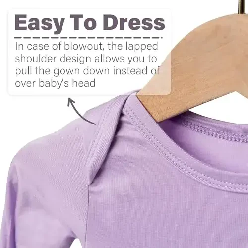 Knotted Gown Baby Newborn Hospital Outfit, Modal Infant Sleeper Gowns with Mittens, Bow and Hat Set, Nightgowns 0-3 Months - 4