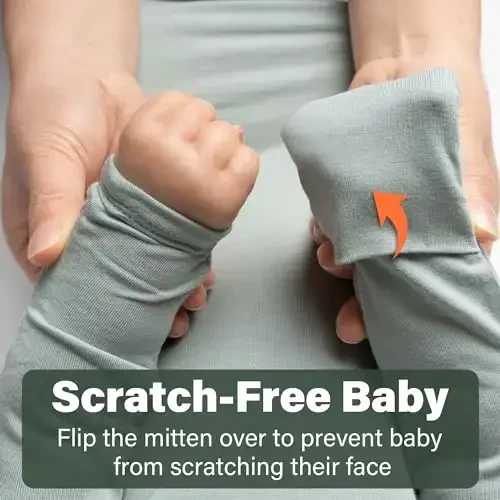 Knotted Gown Baby Newborn Hospital Outfit, Modal Infant Sleeper Gowns with Mittens, Bow and Hat Set, Nightgowns 0-3 Months - 5