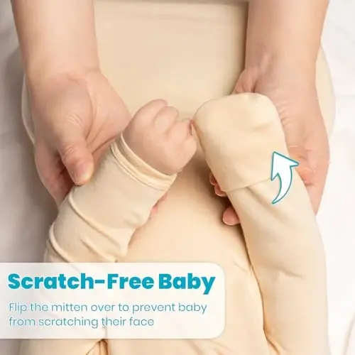 Knotted Gown Baby Newborn Hospital Outfit, Modal Infant Sleeper Gowns with Mittens, Bow and Hat Set, Nightgowns 0-3 Months - MODAZONE (1)