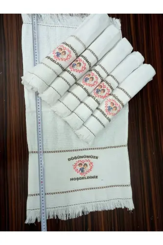 Düğün Havlusu Araba Havlusu Konvoy Havlusu 12 Adet. Söz ,nişan,okuluk Havlu, Yeni Model Kalp 1-lacivert4 - 7