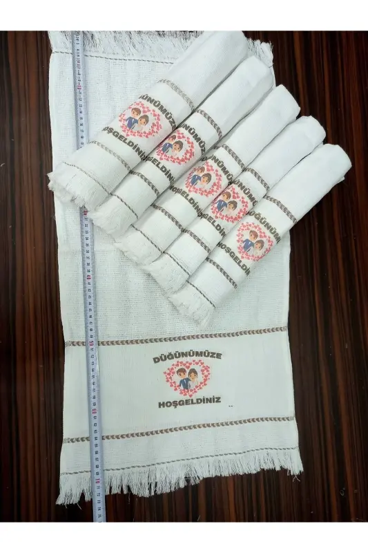 Düğün Havlusu Araba Havlusu Konvoy Havlusu 12 Adet. Söz ,nişan,okuluk Havlu, Yeni Model Kalp 1-lacivert4 - 7