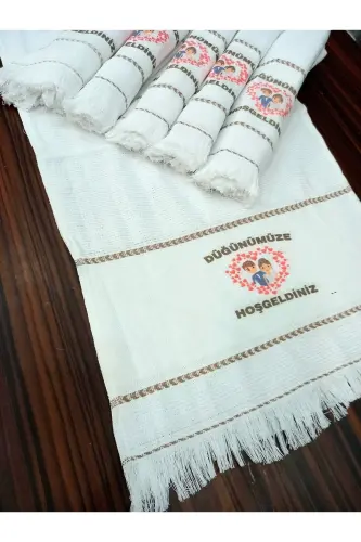 Düğün Havlusu Araba Havlusu Konvoy Havlusu 12 Adet. Söz ,nişan,okuluk Havlu, Yeni Model Kalp 1-lacivert4 - 8