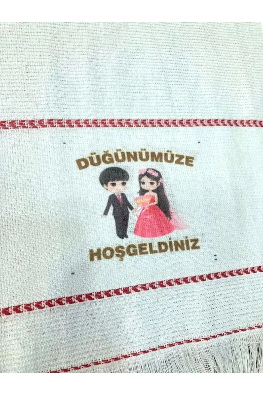 Düğün Havlusu Araba Havlusu Konvoy Havlusu 12li Paket.pembe Gelin 2-BEYAZ 61 - 6