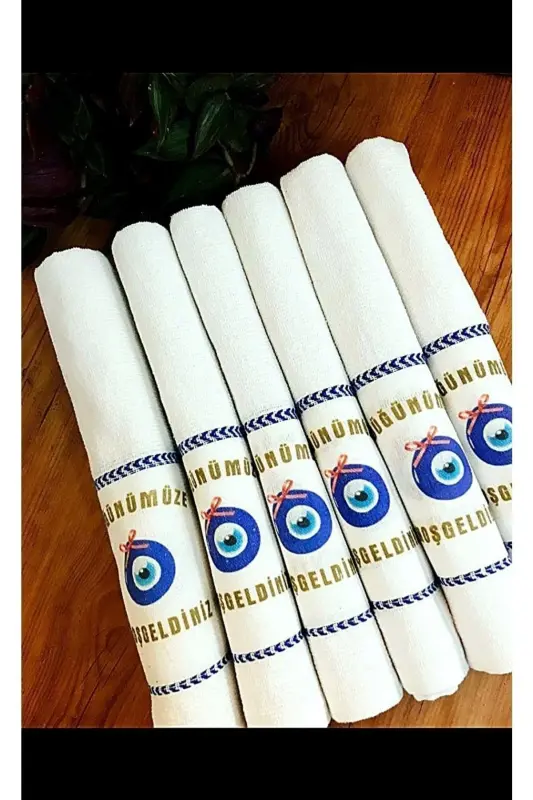 Düğün Havlusu Araba Havlusu Konvoy Havlusu Beyaz Nzr ( 12 Li Paketli ) Nazar 3 - beyaz32 - 7