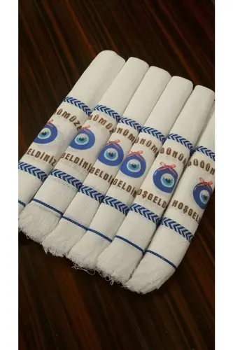 Düğün Havlusu Araba Havlusu Konvoy Havlusu Beyaz Nzr ( 12 Li Paketli ) Nazar 3 - beyaz32 - 8