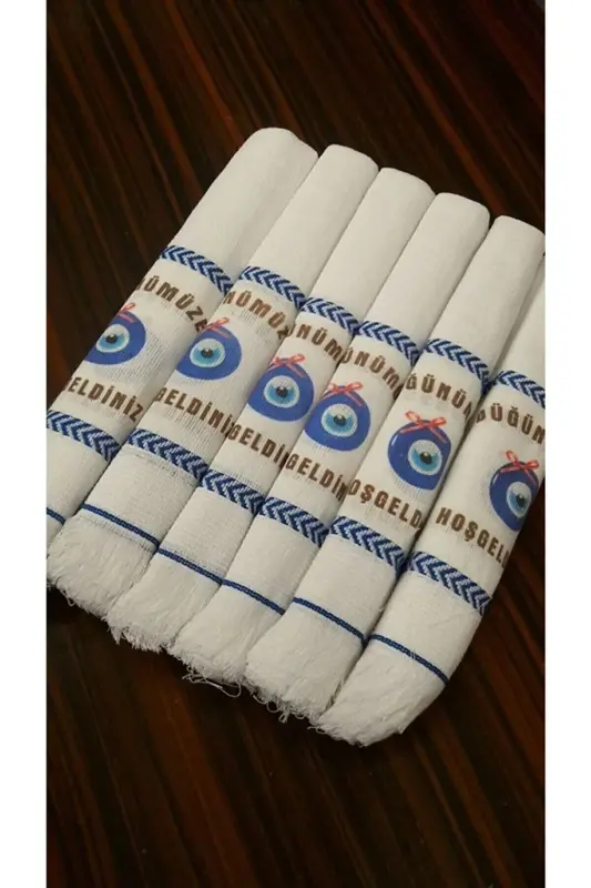 Düğün Havlusu Araba Havlusu Konvoy Havlusu Beyaz Nzr ( 12 Li Paketli ) Nazar 3 - beyaz32 - 8
