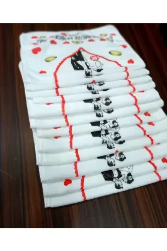 Düğün Havlusu Beyaz 12 Adet ( 40x60 Cm) Kaliteli Kadife Havlu-kırmızı2 - 3