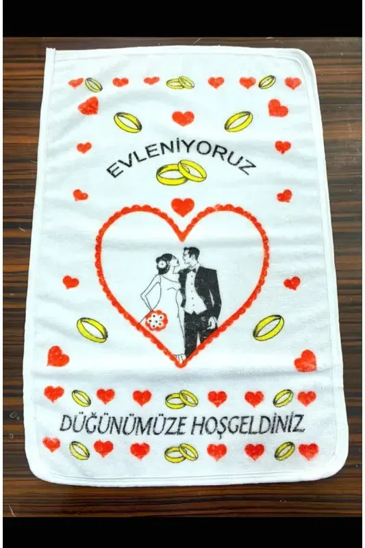 Düğün Havlusu Beyaz 12 Adet ( 40x60 Cm) Kaliteli Kadife Havlu-kırmızı2 - 4
