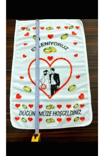 Düğün Havlusu Beyaz 12 Adet ( 40x60 Cm) Kaliteli Kadife Havlu-kırmızı2 - 6