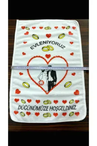 Düğün Havlusu Beyaz 12 Adet ( 40x60 Cm) Kaliteli Kadife Havlu-kırmızı2 - 7