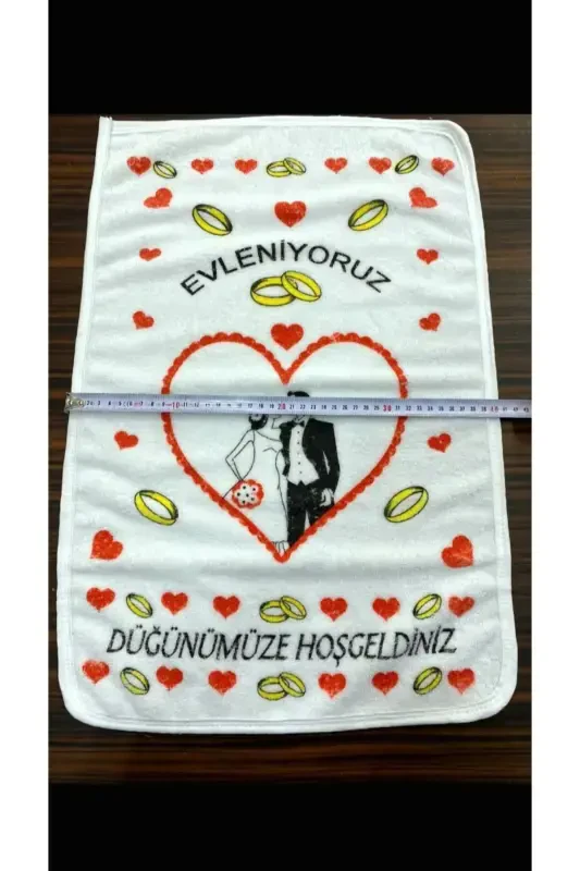 Düğün Havlusu Beyaz 12 Adet ( 40x60 Cm) Kaliteli Kadife Havlu-kırmızı2 - 7