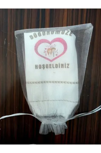 Düğün Havlusu , Tül Keseli Dügün Havlusu Araba Havlusu Konvoy Havlusu 12li Paket,pembekalp - lacivert2 - 6