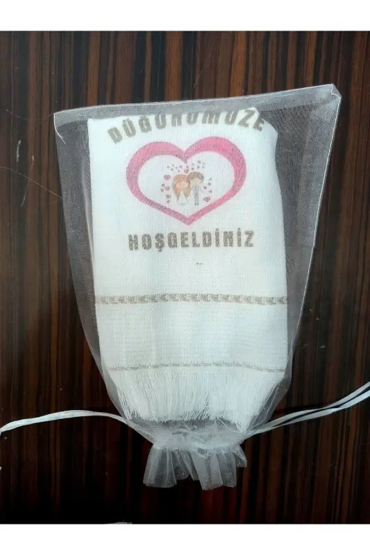 Düğün Havlusu , Tül Keseli Dügün Havlusu Araba Havlusu Konvoy Havlusu 12li Paket,pembekalp - lacivert2 - 6