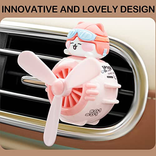 DUHKHAS 2 Pieces Car Air Fresheners, Cute Rabbit and Cat Pilot Car Diffuser, Propeller Air Outlet Vent Fresheners, Suitable for Automotive Interior Decoration (Cat+Rabbit) - 4