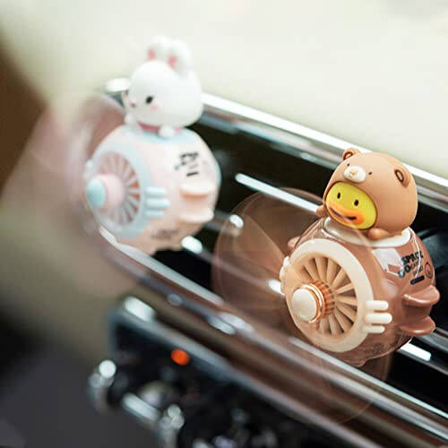DUHKHAS 2 Pieces Car Air Fresheners, Cute Rabbit and Cat Pilot Car Diffuser, Propeller Air Outlet Vent Fresheners, Suitable for Automotive Interior Decoration (Cat+Rabbit) - 5