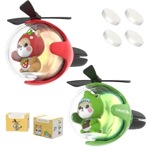 DUHKHAS 2 Pcs Pilot Car Air Freshener, Cute Dog Car Vent Clip Air Freshener Automotive Air Outlet Fan Diffuser, Car Interiors Vent Decoration (Red+Green) - 1