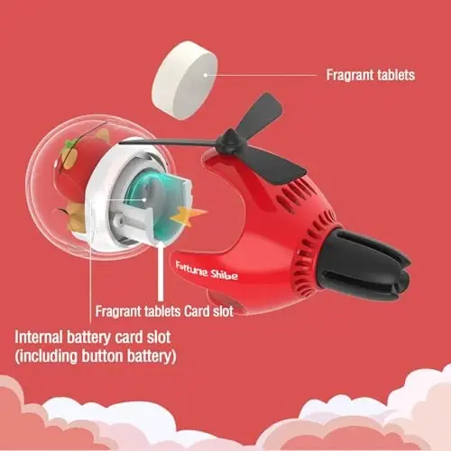 DUHKHAS 2 Pcs Pilot Car Air Freshener, Cute Dog Car Vent Clip Air Freshener Automotive Air Outlet Fan Diffuser, Car Interiors Vent Decoration (Red+Green) - 2