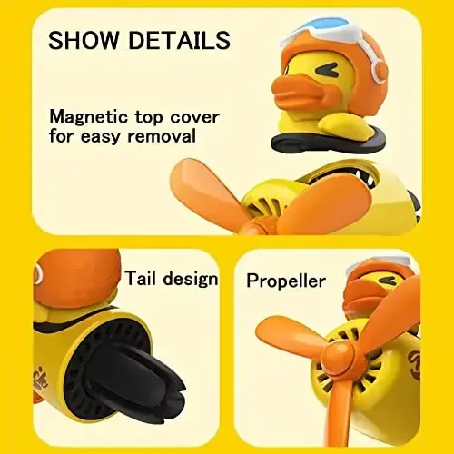 DUHKHAS 2 Pcs Pilot Car Air Freshener, Cute Dog Car Vent Clip Air Freshener Automotive Air Outlet Fan Diffuser, Automotive Interiors Vent Decoration (Silver+Yellow) - 6