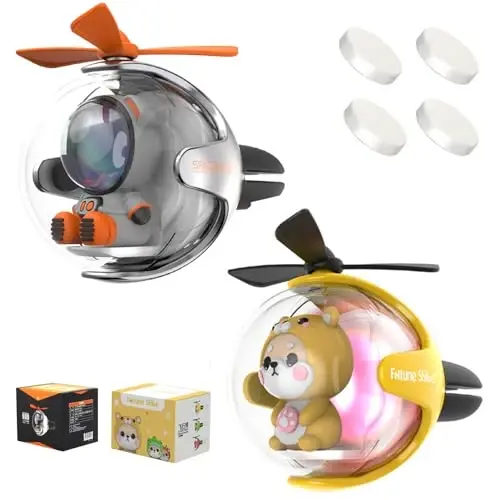 DUHKHAS 2 Adet Pilot Araba Hava Spreyi, Sevimli Köpek Araba Havalandırma Klipsi Hava Spreyi Otomotiv Hava Çıkışı Fan Difüzörü, Otomotiv İç Havalandırma Dekorasyonu (Gümüş+Sarı) 