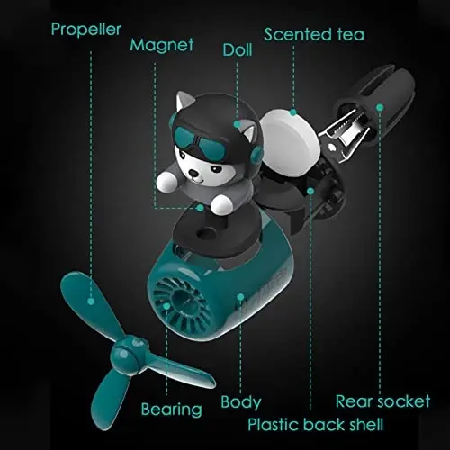 DUHKHAS Pilot Car Air Freshener, Cute Cat Car Vent Clip Air Freshener with 2 Fragrant Tablets Automotive Air Outlet Fan Diffuser, Automotive Interiors Vent Decoration (style D) - 6