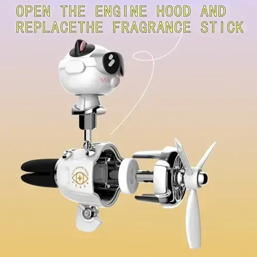 DUHKHAS Car Air Freshener, Cute Cat Vent Clip Automotive Air Outlet Fan Diffuser, Car Interiors Vent Decoration (Shake Head Style - Cat, Ocean Scent, White) - 6