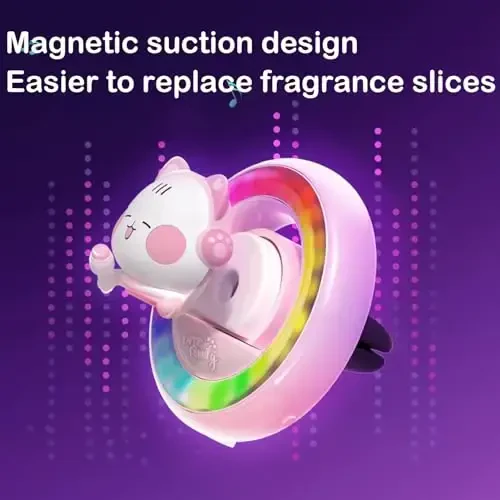 DUHKHAS Car Air Fresheners, Cute Car Voice-Activated RhytModazone Light Automotive Air Outlet Fan Diffuser, Automotive Interiors Vent Decoration (Blue) - 5