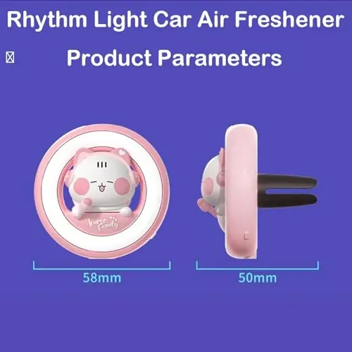 DUHKHAS Car Air Fresheners, Cute Car Voice-Activated RhytModazone Light Automotive Air Outlet Fan Diffuser, Automotive Interiors Vent Decoration (Blue) - 2