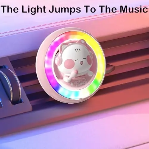 DUHKHAS Car Air Fresheners, Cute Car Voice-Activated RhytModazone Light Automotive Air Outlet Fan Diffuser, Automotive Interiors Vent Decoration (Blue) - 3