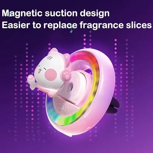 DUHKHAS Car Air Fresheners, Cute Car Voice-Activated RhytModazone Light Automotive Air Outlet Fan Diffuser, Automotive Interiors Vent Decoration (Blue) - 5