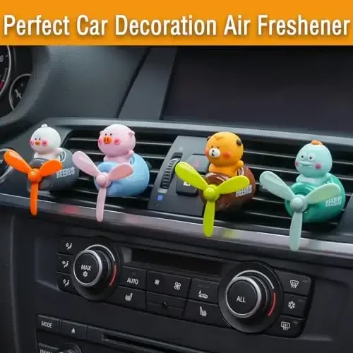 DUHKHAS Ароматизатор для автомобиля Pilot, милый динозавр, ароматизатор для автомобиля с клипсой для воздуховода, 4 ароматических таблетки, автомобильный диффузор вентилятора выхода воздуха, украшение для воздуховодов автомобиля (Pilot Dino) - 4