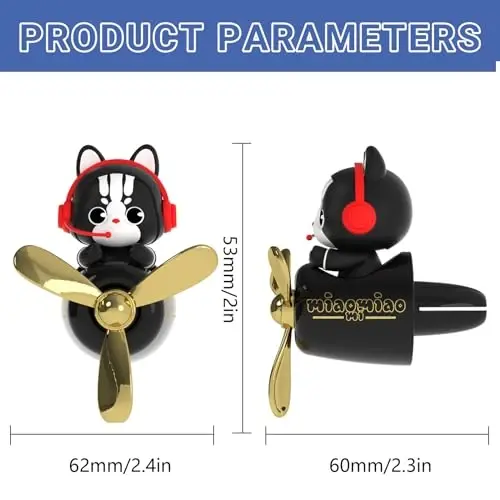 DUHKHAS Pilot Car Air Freshener, Cute Cat Car Vent Clip Air Freshener with 4 Fragrant Tablets Automotive Air Outlet Fan Diffuser, Automotive Interiors Vent Decoration (Pilot Cat) - 2