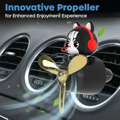 DUHKHAS Pilot Car Air Freshener, Cute Cat Car Vent Clip Air Freshener with 4 Fragrant Tablets Automotive Air Outlet Fan Diffuser, Automotive Interiors Vent Decoration (Pilot Cat) - 4