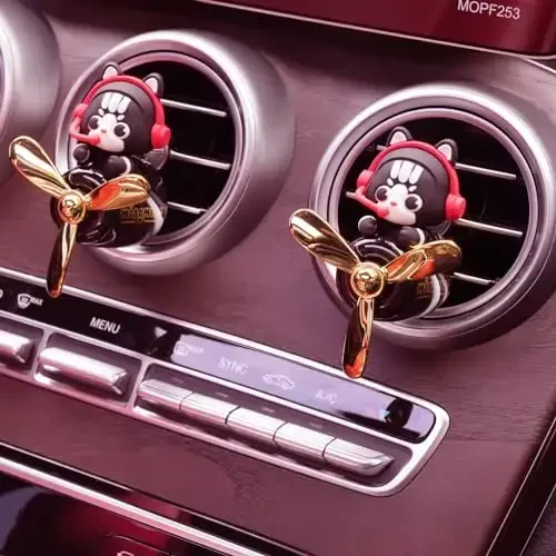 DUHKHAS Pilot Car Air Freshener, Cute Cat Car Vent Clip Air Freshener with 4 Fragrant Tablets Automotive Air Outlet Fan Diffuser, Automotive Interiors Vent Decoration (Pilot Cat) - 5