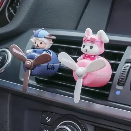 DUHKHAS Pilot Car Air Freshener, Cute Sheep Car Vent Clip Air Freshener with 4 Fragrant Tablets Automotive Air Outlet Fan Diffuser, Automotive Interiors Vent Decoration (Pilot Sheep) - 4