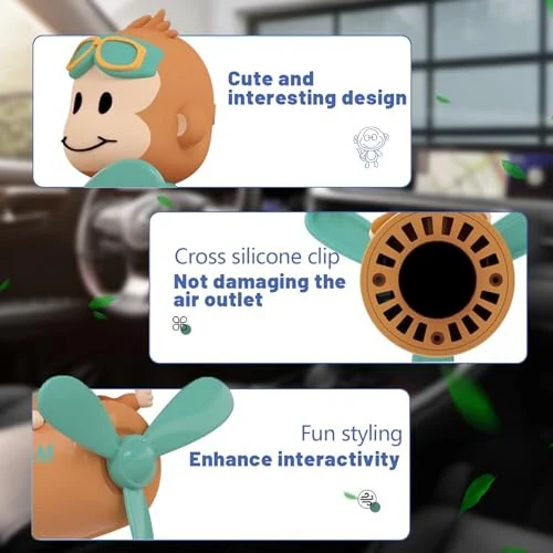 DUHKHAS Pilot Car Air Freshener, Cute Dog Car Vent Clip Air Freshener with 4 Fragrant Tablets Automotive Air Outlet Fan Diffuser, Automotive Interiors Vent Decoration (Pilot Dog) - 5