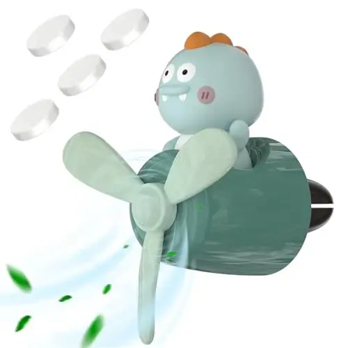 DUHKHAS Pilot Car Air Freshener, Cute Dino Car Vent Clip Air Freshener with 4 Fragrant Tablets Automotive Air Outlet Fan Diffuser, Automotive Interiors Vent Decoration (Pilot Dino) - 1