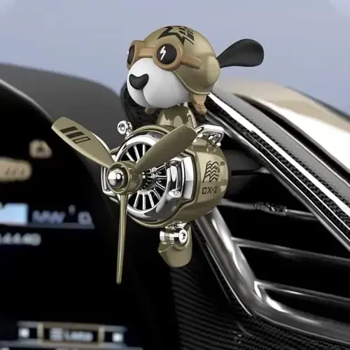 DUHKHAS Pilot Car Air Freshener, Cute Dog Car Vent Clip Air Freshener Automotive Air Outlet Fan Diffuser, Automotive Interiors Vent Decoration (Shake Head Style - Dog) - 5