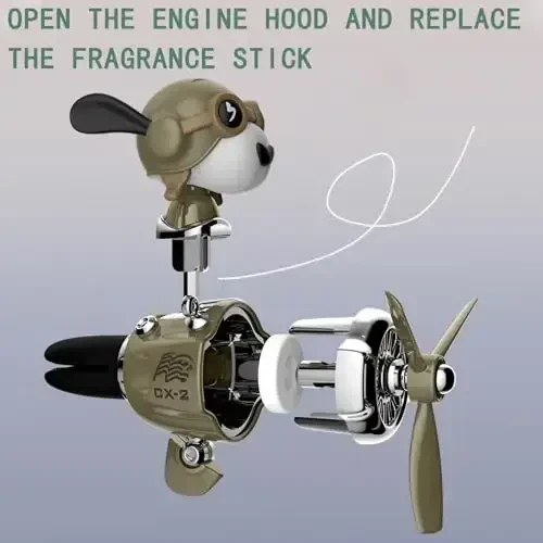 DUHKHAS Pilot Car Air Freshener, Cute Dog Car Vent Clip Air Freshener Automotive Air Outlet Fan Diffuser, Automotive Interiors Vent Decoration (Shake Head Style - Dog) - 6