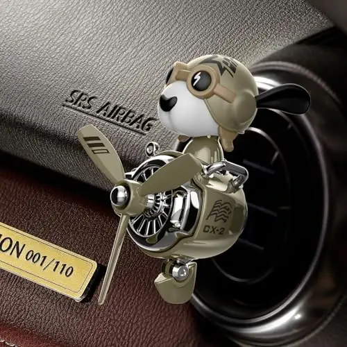 DUHKHAS Pilot Car Air Freshener, Cute Dog Car Vent Clip Air Freshener Automotive Air Outlet Fan Diffuser, Automotive Interiors Vent Decoration (Shake Head Style - Dog) - 4