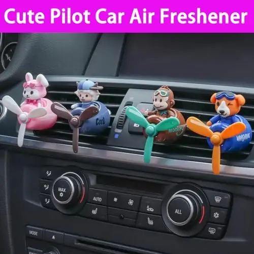 DUHKHAS Pilot Car Air Freshener, Cute Rabbit Car Vent Clip Air Freshener with 4 Fragrant Tablets Automotive Air Outlet Fan Diffuser, Automotive Interiors Vent Decoration (Pilot Rabbit) - 4