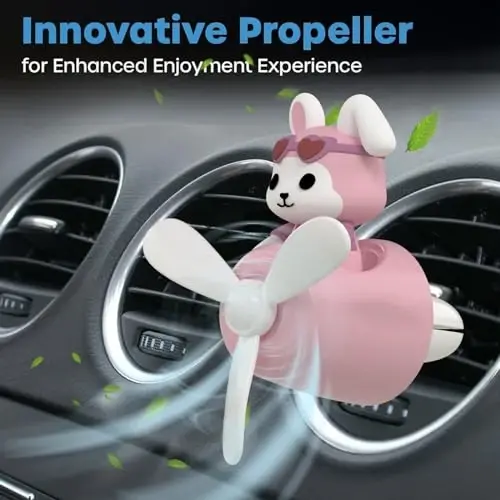 DUHKHAS Pilot Car Air Freshener, Cute Rabbit Car Vent Clip Air Freshener with 4 Fragrant Tablets Automotive Air Outlet Fan Diffuser, Automotive Interiors Vent Decoration (Pilot Rabbit) - 5