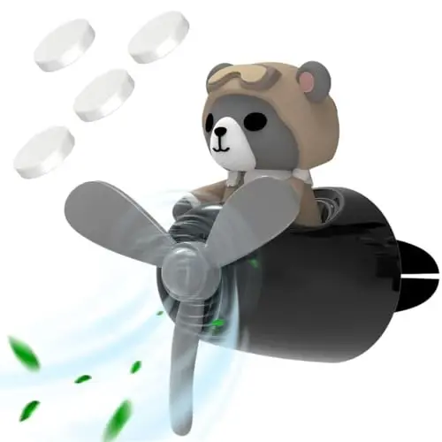 DUHKHAS Pilot Car Air Freshener, Cute Bear Car Vent Clip Air Freshener with 4 Fragrant Tablets Automotive Air Outlet Fan Diffuser, Automotive Interiors Vent Decoration (Pilot Bear) - 1