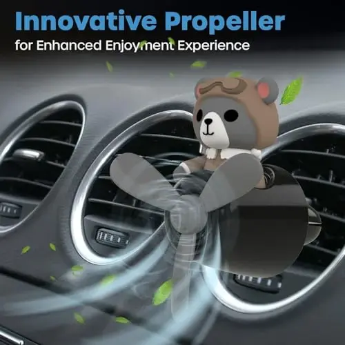 DUHKHAS Pilot Car Air Freshener, Cute Bear Car Vent Clip Air Freshener with 4 Fragrant Tablets Automotive Air Outlet Fan Diffuser, Automotive Interiors Vent Decoration (Pilot Bear) - 5