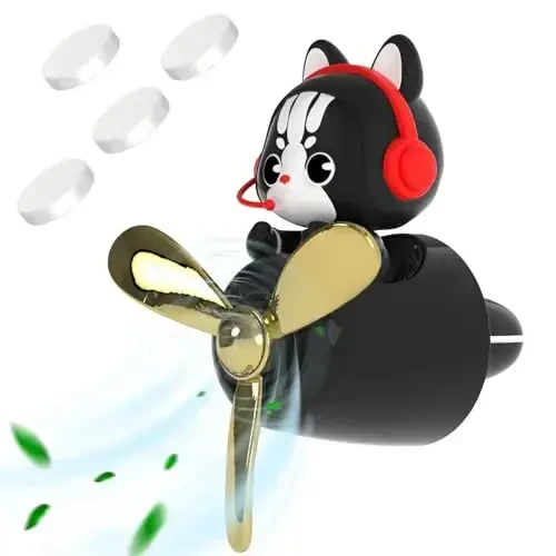 DUHKHAS Pilot Car Air Freshener, Cute Cat Car Vent Clip Air Freshener with 4 Fragrant Tablets Automotive Air Outlet Fan Diffuser, Car Interiors Vent Decoration (Pilot Cat) - DUHKHAS