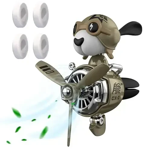 DUHKHAS Pilot Car Air Freshener, Cute Dog Car Vent Clip Air Freshener Automotive Air Outlet Fan Diffuser, Automotive Interiors Vent Decoration (Shake Head Style - Dog) - 1