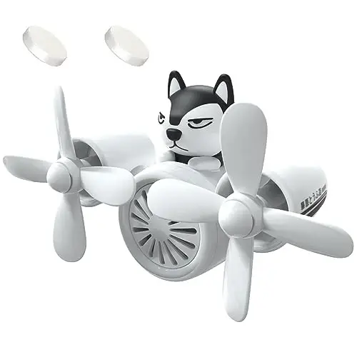 DUHKHAS Pilot Car Air Freshener, Cute Duck Car Vent Clip Air Freshener Automotive Air Outlet Fan Diffuser, Automotive Interiors Vent Decoration (Dog) 