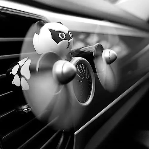 DUHKHAS Pilot Car Air Freshener, Cute Duck Car Vent Clip Air Freshener Automotive Air Outlet Fan Diffuser, Automotive Interiors Vent Decoration (Panda) - 4