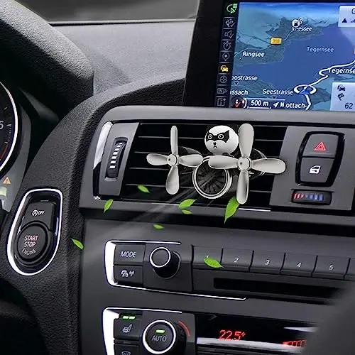 DUHKHAS Pilot Car Air Freshener, Cute Duck Car Vent Clip Air Freshener Automotive Air Outlet Fan Diffuser, Automotive Interiors Vent Decoration (Panda) - 6