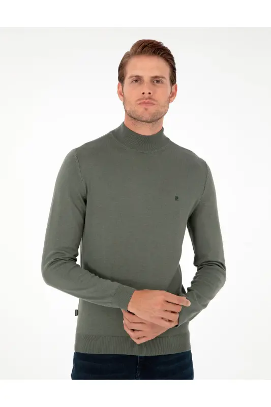 Duman Slim Fit Yarım Balıkçı Yaka Basic Triko Kazak 50296614-VR210-Gri - 3